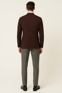 Mens Burgundy and Black Paisley Tuxedo Blazer – Slim Fit Formal Dinner Jacket - Image 2