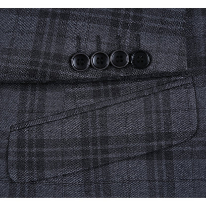 294-15 Men's Slim Fit Checked Suits - Image 6