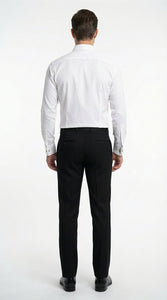 Mens White Herringbone Shadow and Tone on Tone Dress Shirt – Classic Formal Wedding