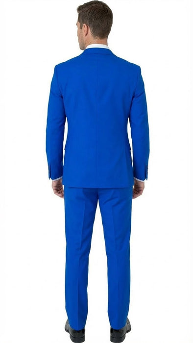 Men’s Bright Royal Blue and White lapel  Embellished Tuxedo Suit –  3-Piece Formal Wedding, Prom, and Gala Outfit