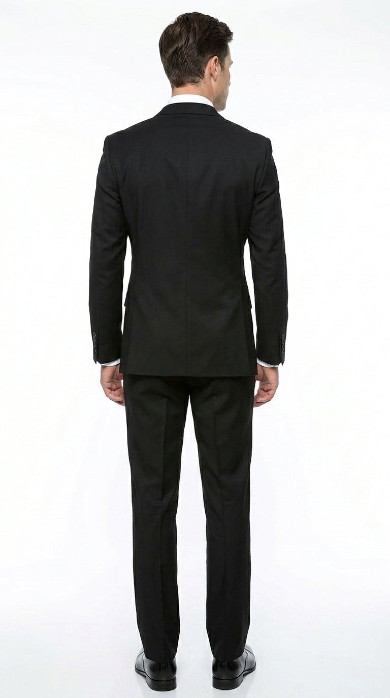 Statement Confidence Men'S Black Double Breasted Wool Italian Design Suit
