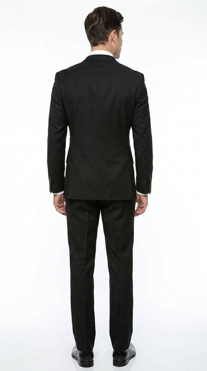 Statement Confidence Men'S Black Double Breasted Wool Italian Design Suit