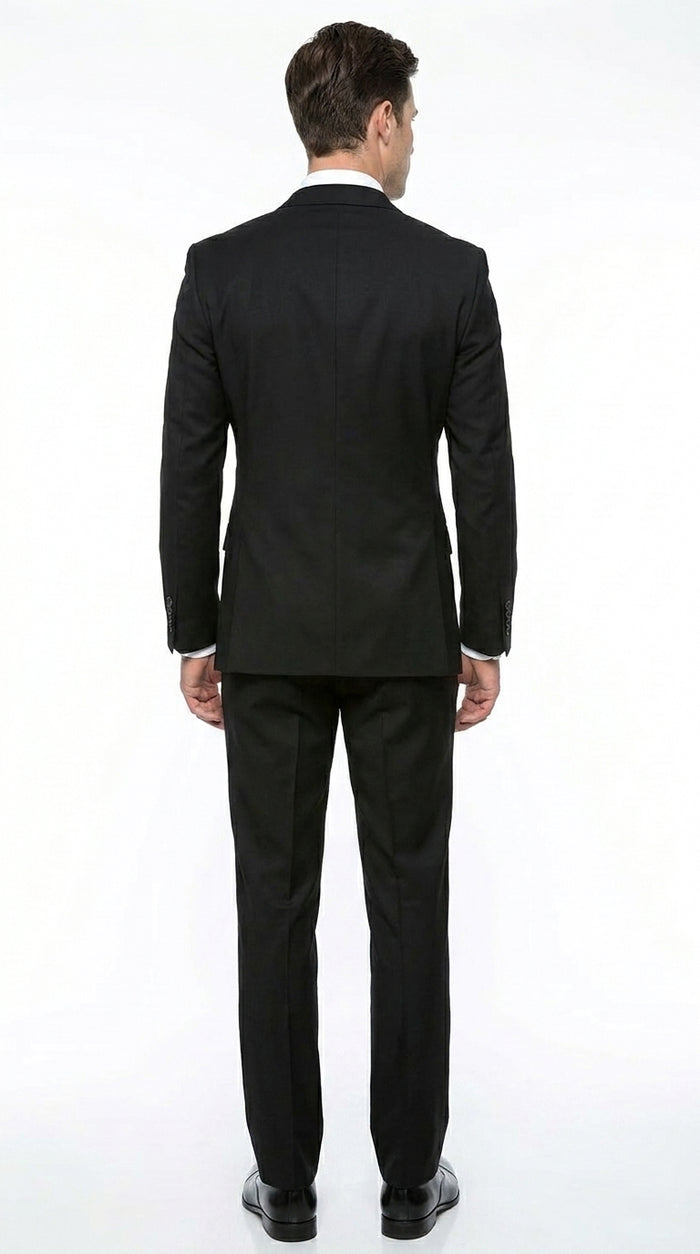 Statement Confidence Men'S Black Double Breasted Wool Italian Design Suit