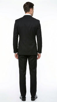 Statement Confidence Men'S Black Double Breasted Wool Italian Design Suit