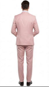Men’s Blush Pink and Gold Three-Piece Suit – Tailored Fit Formal Wedding, Vested Suit By Rossiman