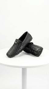 Men'S Black Vestigium Genuine Sharkskin Stylish Dress Loafer Full Leather Lining