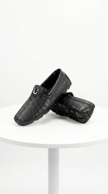 Men'S Black Vestigium Genuine Sharkskin Stylish Dress Loafer Full Leather Lining