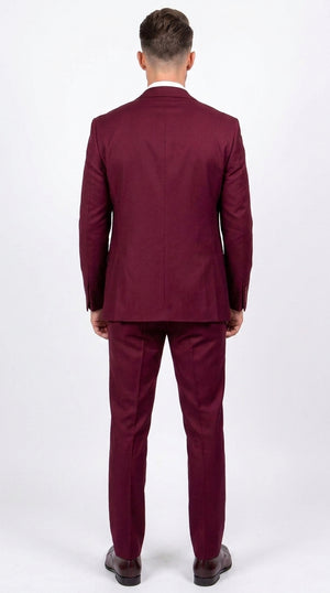 Men’s Stacy Adams Brand Burgundy 3 Piece Suit – Two Button Vested Style church wedding Modern Fit Suit