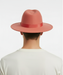 Men’s Coral Pink Wide Brim Fedora Hat – Wool Felt Dress Hat with Red Ribbon Band