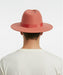 Men’s Coral Pink Wide Brim Fedora Hat – Wool Felt Dress Hat with Red Ribbon Band