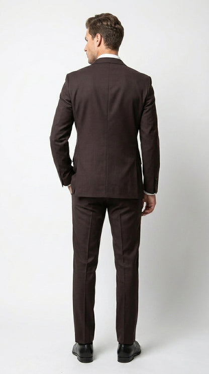 Men’s Tiglio Italian Brown Suit with Two Button Blazer and Matching Pants, Formal Business Wedding Suit
