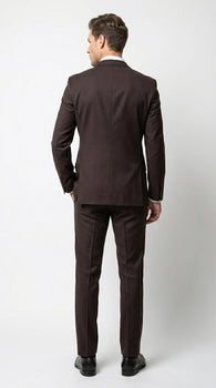 Men’s Tiglio Italian Brown Suit with Two Button Blazer and Matching Pants, Formal Business Wedding Suit