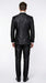 Men’s Black Two Tone Vested Wool Suit with 2 Button Jacket and Black Lapel, Italian Tuxedo Style