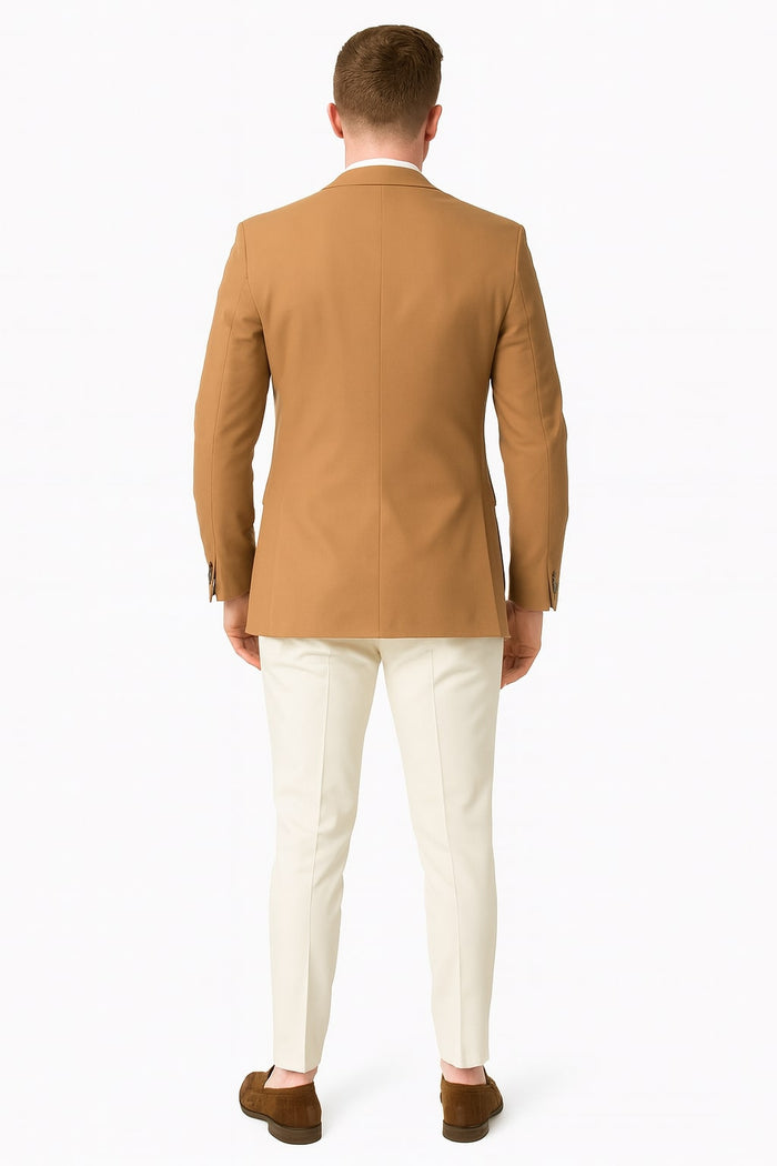 Mens Camel Brown Rustish Two-Button Classic Fit Sport Coat – Modern Blazer for Business and Special Occasions - Image 2
