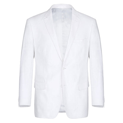 601-20 Men's Notch Lapels White Solid Linen Suits - Image 2