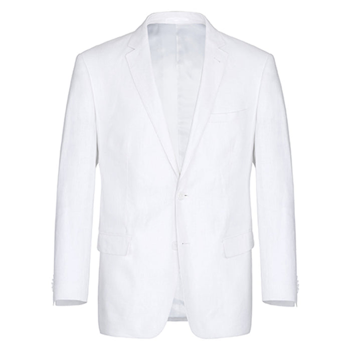 601-20 Men's Notch Lapels White Solid Linen Suits
