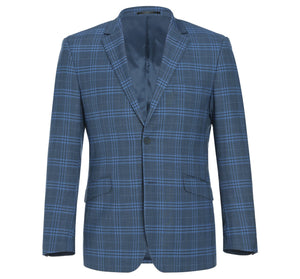 293-4 Men's 2-Piece Slim Fit Notch Lapel Stretch Windowpane Suit - Image 2