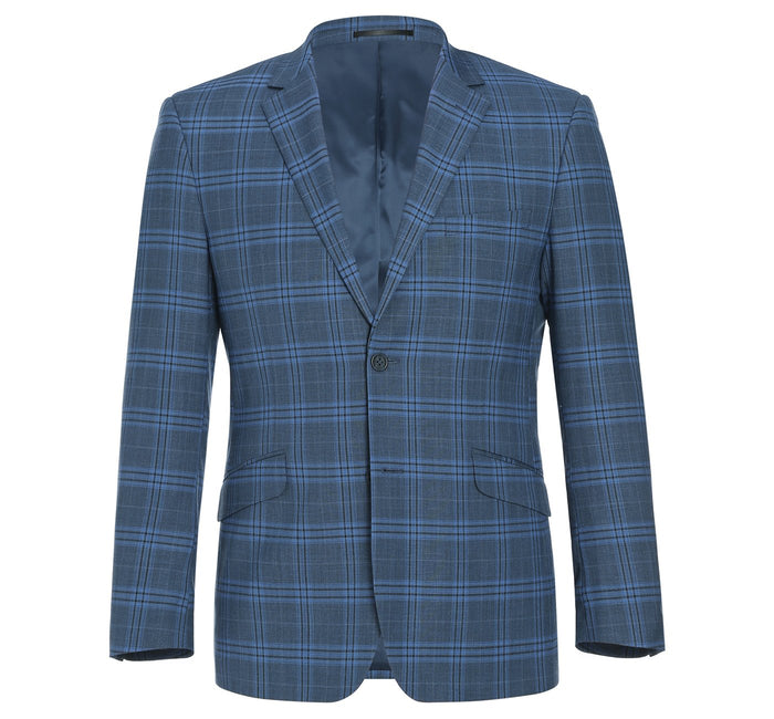 293-4 Men's 2-Piece Slim Fit Notch Lapel Stretch Windowpane Suit - Image 2