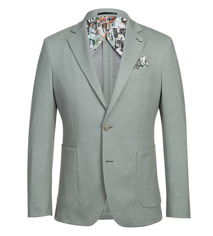 Half Canvas Slim Fit Blazer in Light Sage Gray - Image 2