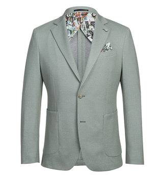Half Canvas Slim Fit Blazer in Light Sage Gray - Image 2