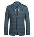 Half Canvas Slim Fit Blazer in Green Blue Check