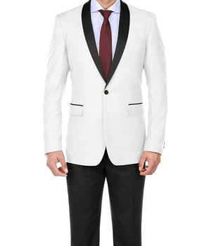Off White 2 Piece Tuxedo Shawl Lapel Slim Fit