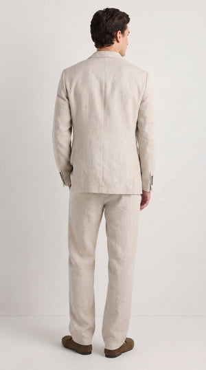Men’s Informal Summer Suit, Light Beige Casual Linen Style Blazer and Pants Set