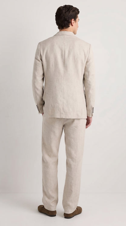 Men’s Informal Summer Suit, Light Beige Casual Linen Style Blazer and Pants Set