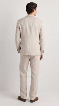 Men’s Informal Summer Suit, Light Beige Casual Linen Style Blazer and Pants Set