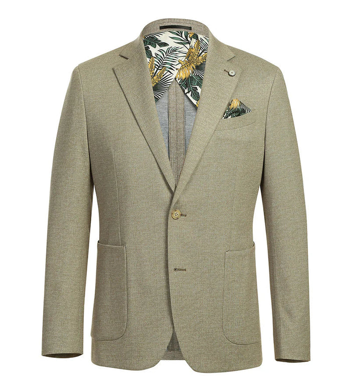 Half Canvas Slim Fit Blazer in Khaki - Image 2