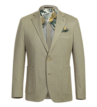 Half Canvas Slim Fit Blazer in Khaki - Image 2