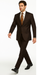 2TR Classic Fit - Executive Cut Poly-rayon Executive Pure Solid Brown Suit Notch Collar Pleated Pants