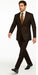 2TR Classic Fit - Executive Cut Poly-rayon Executive Pure Solid Brown Suit Notch Collar Pleated Pants