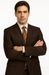 2TR Classic Fit - Executive Cut Poly-rayon Executive Pure Solid Brown Suit Notch Collar Pleated Pants
