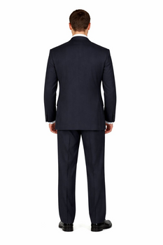 2TR Classic Fit - Executive Cut Poly-rayon Executive Pure Solid Dark Navy Suit Notch Collar Pleated Pants - Image 2
