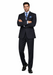 2TR Classic Fit - Executive Cut Poly-rayon Executive Pure Solid Dark Navy Suit Notch Collar Pleated Pants