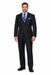 2TR Classic Fit - Executive Cut Poly-rayon Executive Pure Solid Dark Navy Suit Notch Collar Pleated Pants