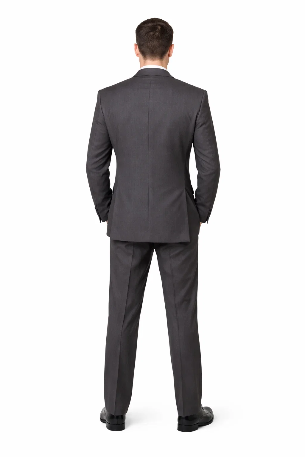 2TR Classic Fit - Executive Cut Poly-rayon Executive Pure Solid Gray Suit Notch Collar Pleated Pants - Image 2