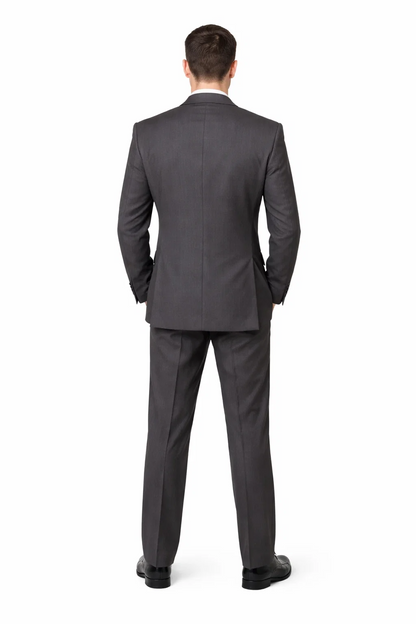 2TR Classic Fit - Executive Cut Poly-rayon Executive Pure Solid Gray Suit Notch Collar Pleated Pants - Image 2