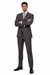 2TR Classic Fit - Executive Cut Poly-rayon Executive Pure Solid Gray Suit Notch Collar Pleated Pants