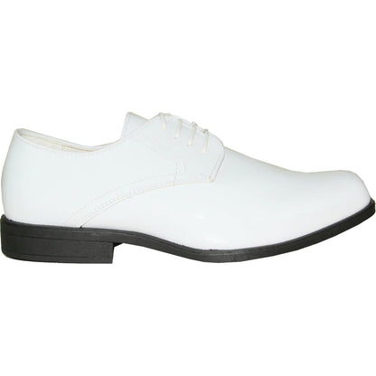 Bravo Mens Classic Formal Shiny Patent Tuxedo Shoe in White