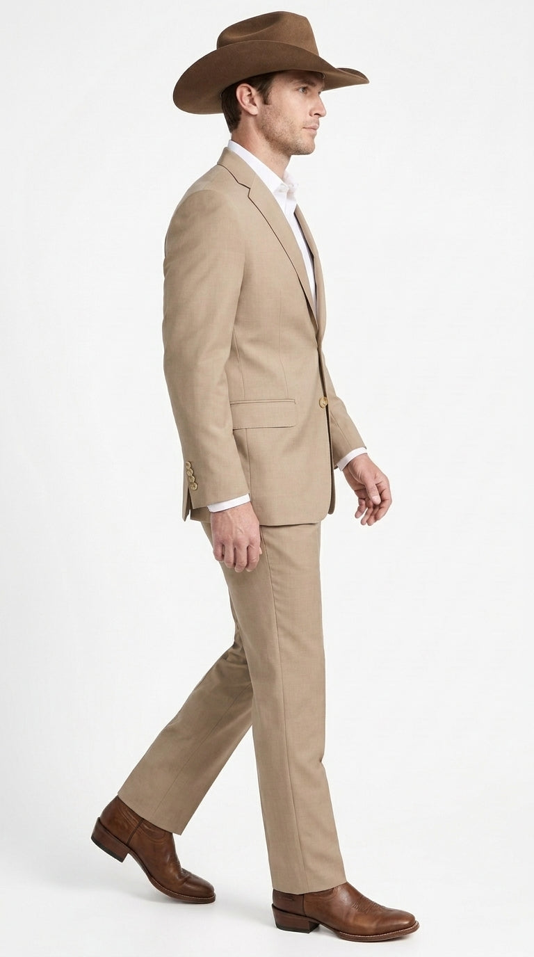 Men’s Tan Country Wedding Suit – Beige Groom Suit for Rustic & Outdoor Weddings