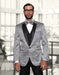 Mens Vested Swirl Patter Notch Lapel Tuxedo in Silver Grey