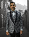 Mens Vested Floar Pattern Shawl Lapel Tuxedo in Black