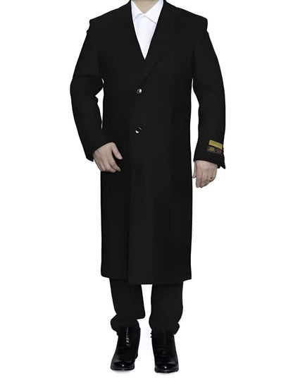Men's Black Wool Overcoat – 3 Button Ankle Length Winter Dress Coat - Image 8