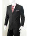 Three Button 2 Piece Black Banker Chalk Pinstripe ~ Stripe Athletic Cut Pleated Pants