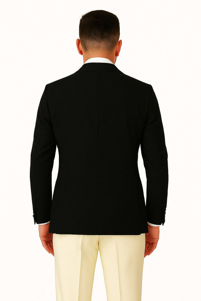 Mens Black and Ivory Tuxedo with Wide Shawl Lapel – 3 Piece Black and off White Lapel ! Vested Suit - Image 4