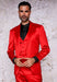 Mens 3-Piece Slim-Fit Shiny All Satin Suit Red