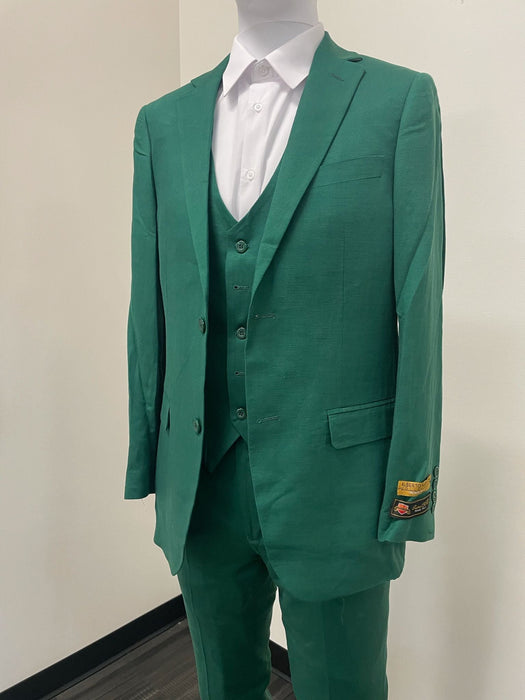 Mens Emerald Green 3-Piece Suit – Slim Fit Wedding and Formal Suit by Alberto Nardoni