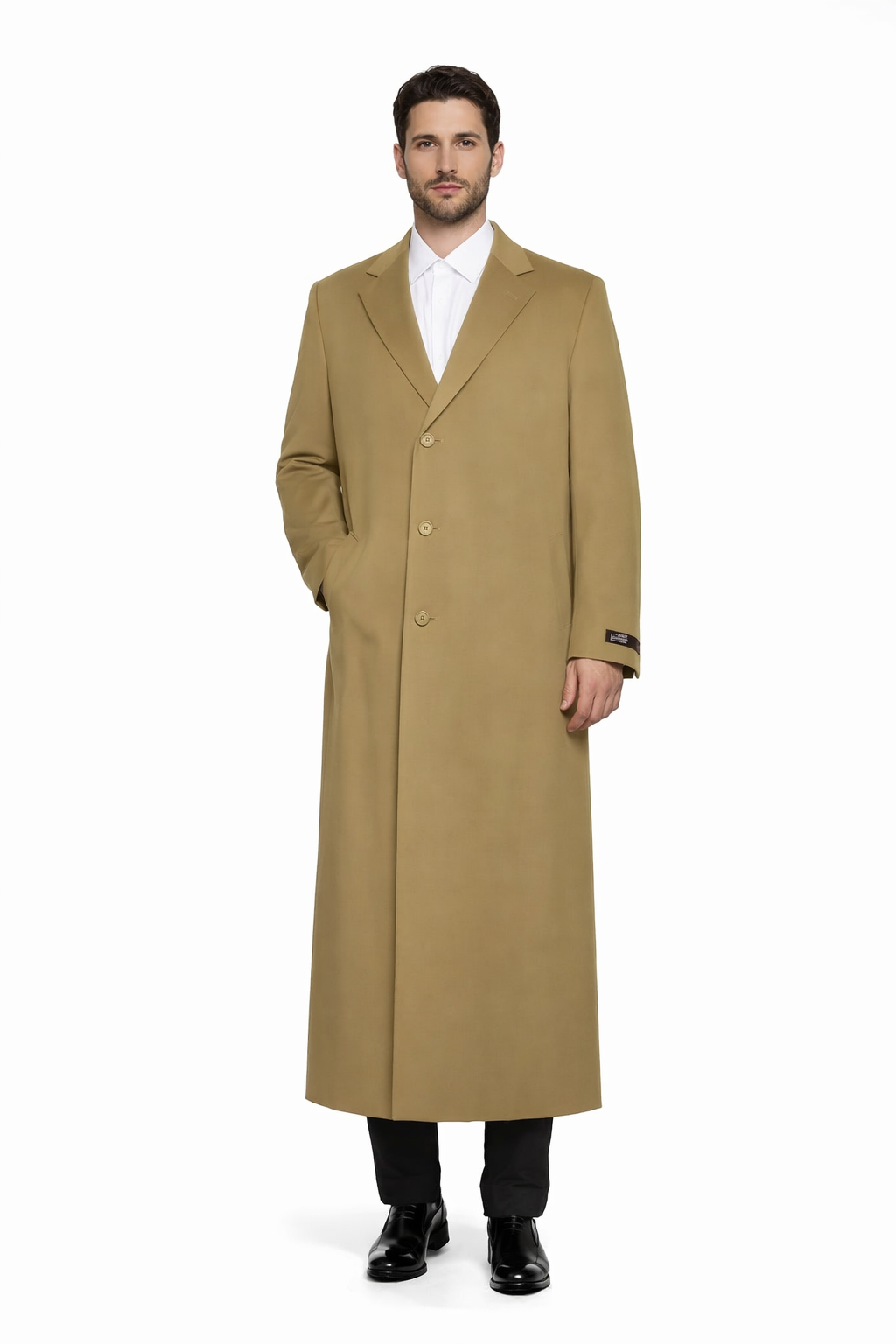 3 Button Camel Full Length Wool Dress Ankle length Top Coat/Overcoat - Mens Overcoat